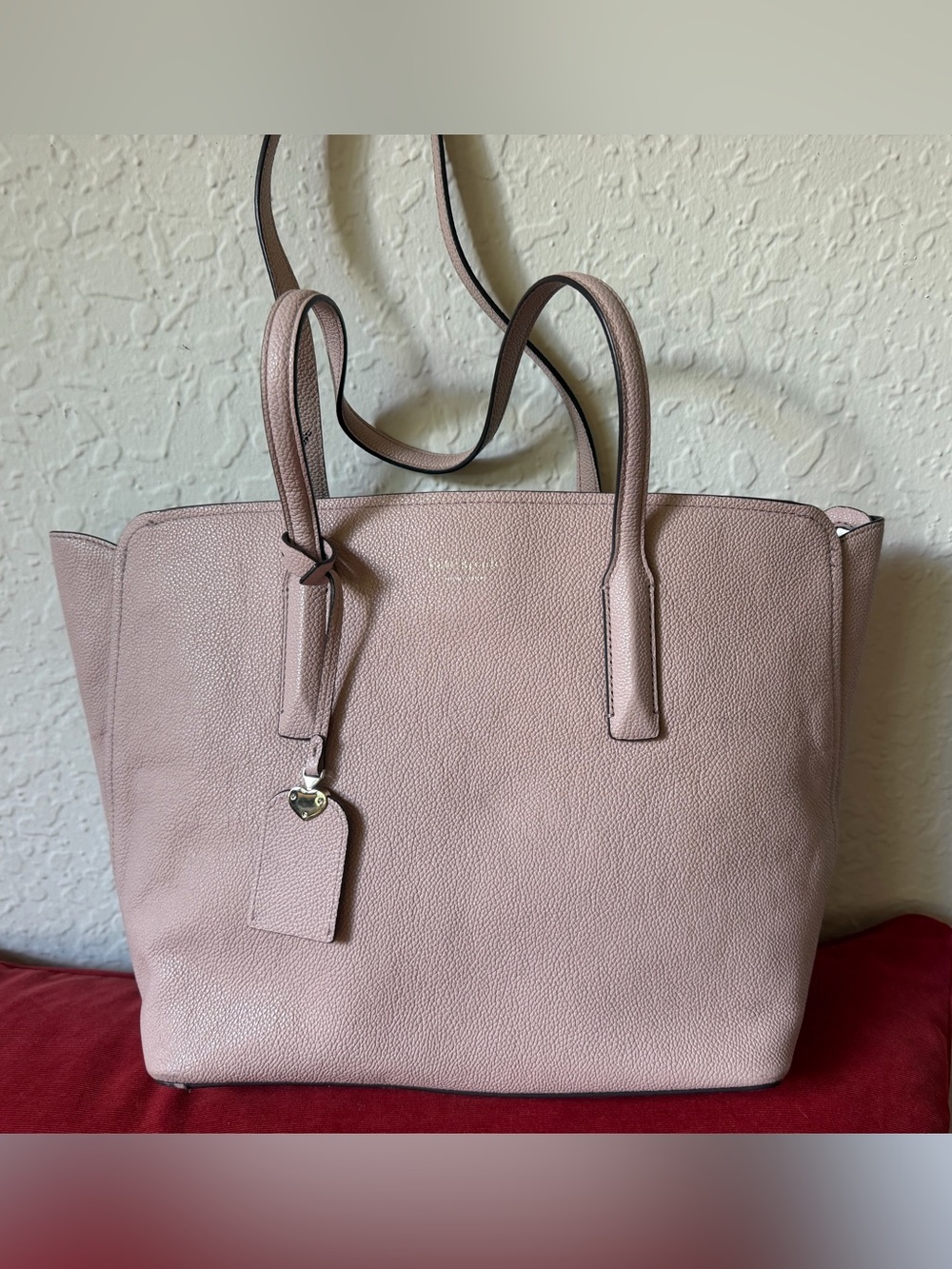 Kate Spade Large Margaux Blush Pink Pebbled Leather Tote:New